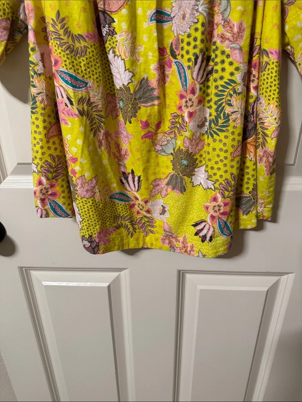 LOFT Yellow Floral Square Neckline Blouse